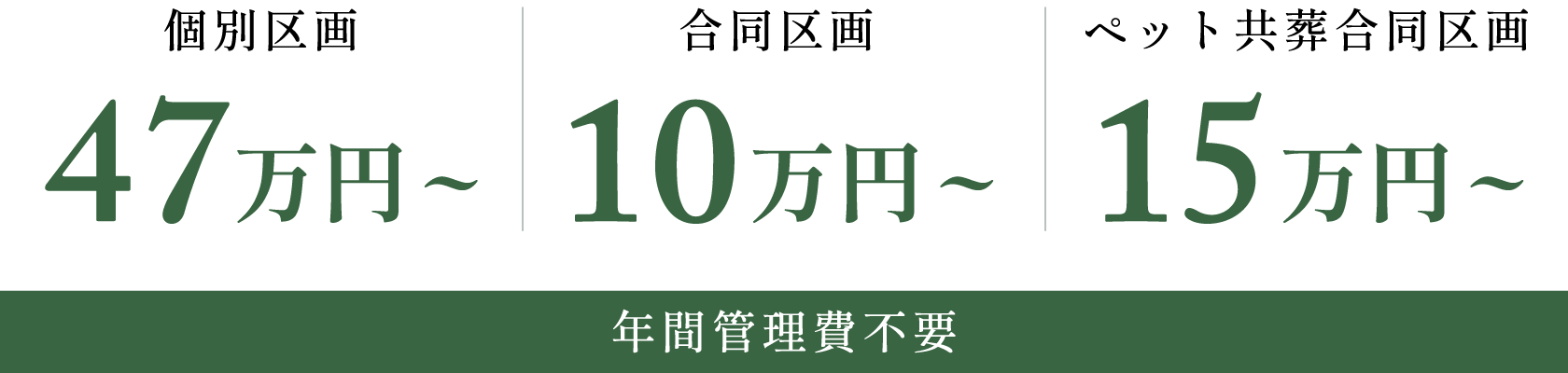 個別区画と合同区画とペット共葬区画